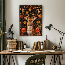Majestic Deer Floral Wonderland Poster