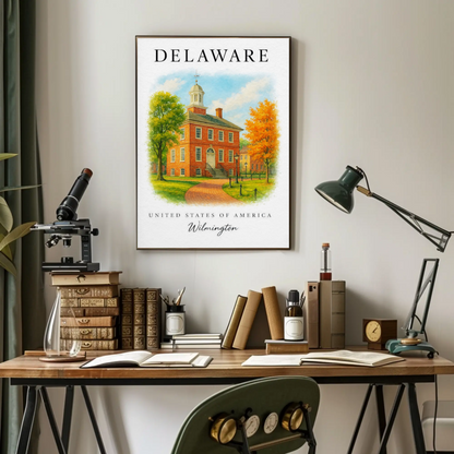 Wilmington Delaware Courthouse Autumn Travel Poster