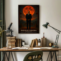 Red Moon Man East Asian Artistic Poster