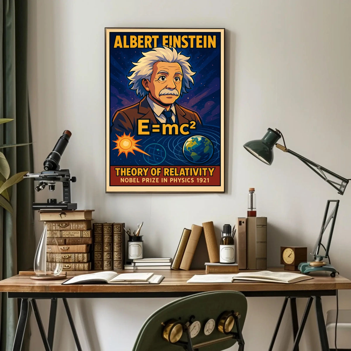 Einstein Nobel Prize Vintage Physics Portrait Gift Poster