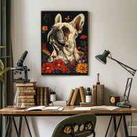 Floral Bulldog Fantasy Poster