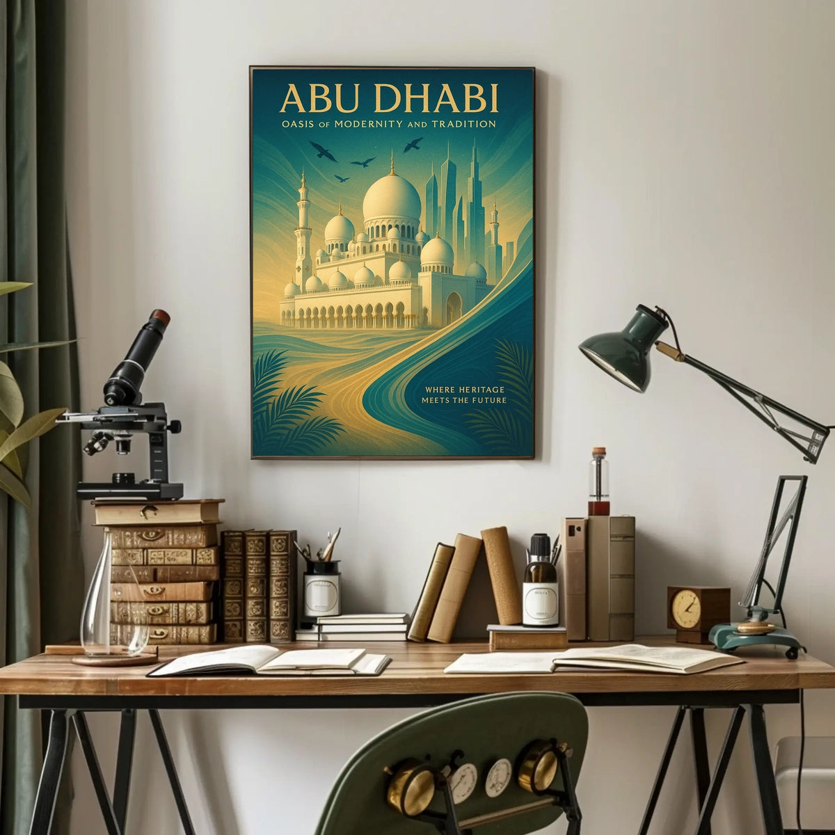 Abu Dhabi Harmony Tradition Meets Modernity Urban or Cityscape Poster