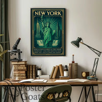 New York Landmarks Vintage Art Deco Travel Poster