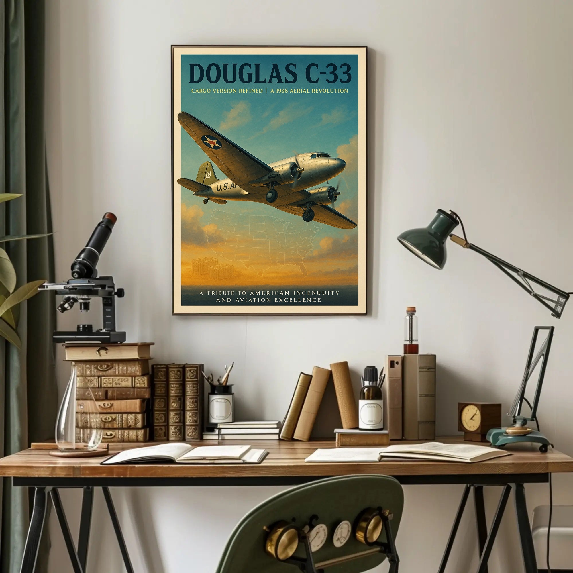 Douglas C-33 Vintage Aviation Poster Print