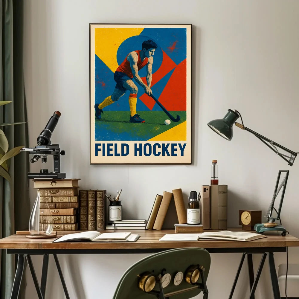 Dynamic Field Hockey Sports Art Poster