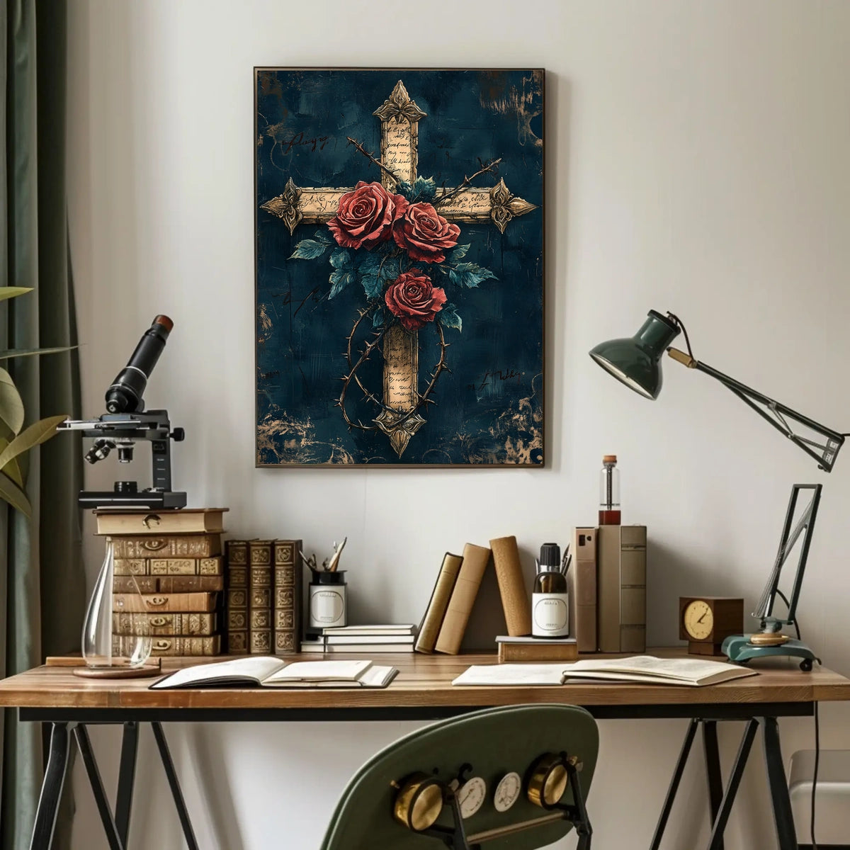 Cross with Roses Artistic Abstract or Pop Culture Poster