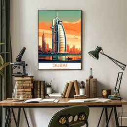 Burj Al Arab Sunset in Dubai Travel Poster
