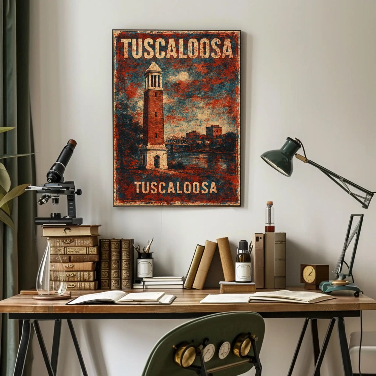 Tuscaloosa Tower Skyline Vintage Collectors Poster