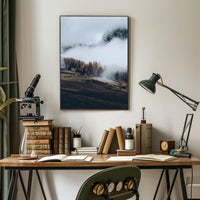 Misty Autumn Mountain Landscape Photorealistic Art Print