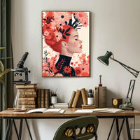 Ethereal Redhead Floral Fusion Art Poster PosterGoat
