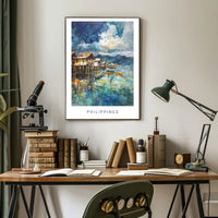 Tranquil Philippine Coastal Scene Watercolor Travel Poster PosterGoat