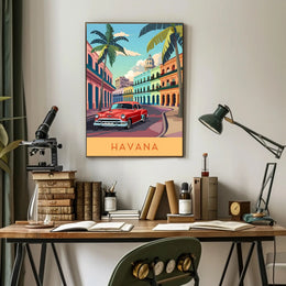 Classic Havana in Vibrant Streets: Travel Poster