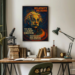 Albert Einstein Inspirational Abstract Art Poster