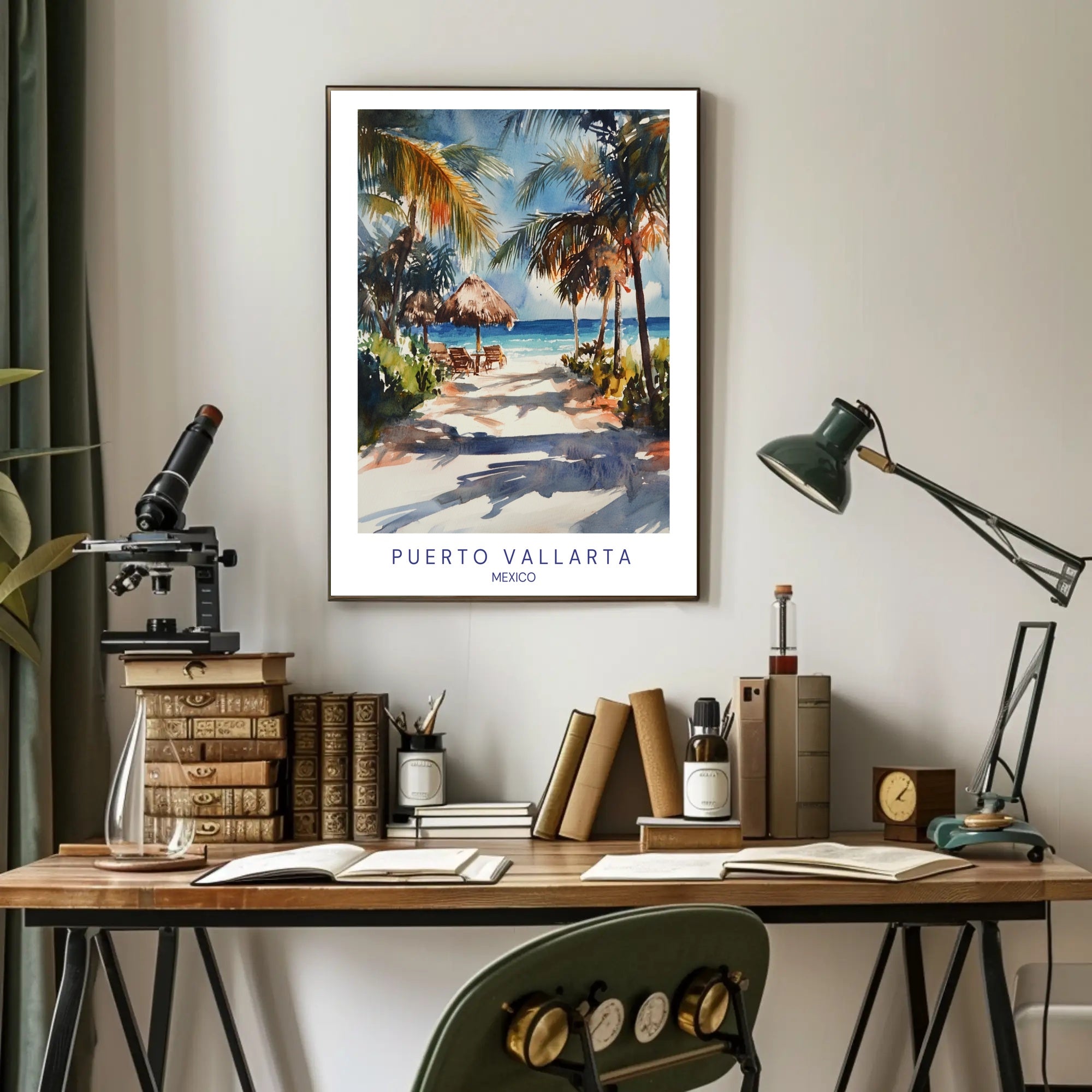 Tropical Beach Watercolor Art Travel Poster PosterGoat