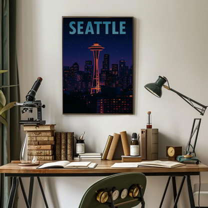 Seattle Skyline With Space Needle Travel Poster