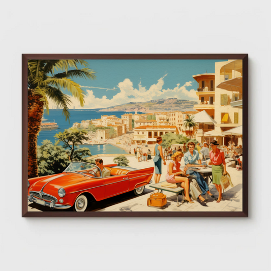 Mediterranean Coast Vintage Travel Poster