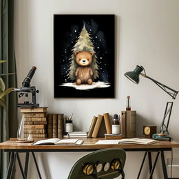 Cute Bear Winter Wonderland Watercolor Art Print