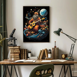 Cosmic Guitarist in a Celestial Dreamscape Poster
