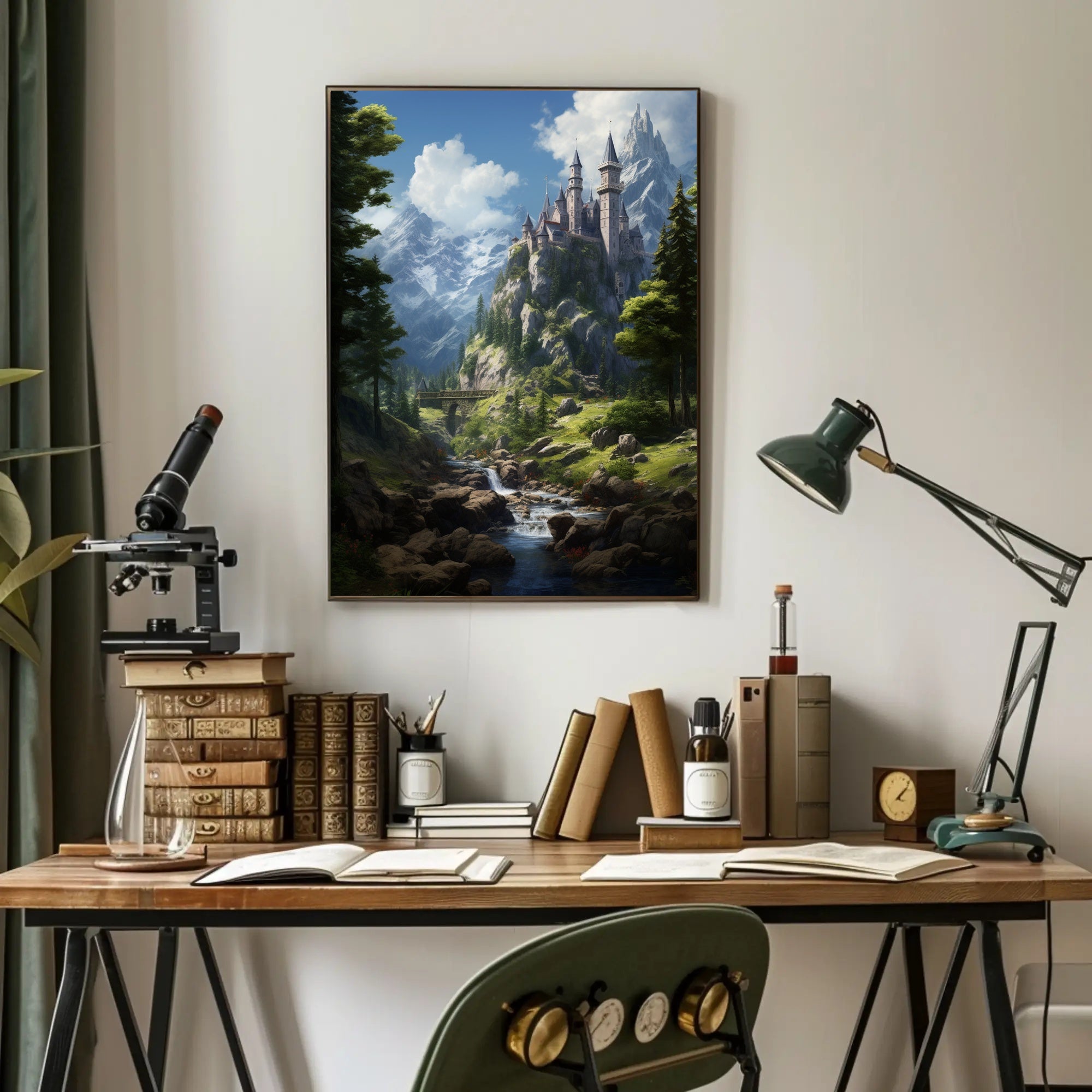 Enchanted Mountain Castle Poster PosterGoat