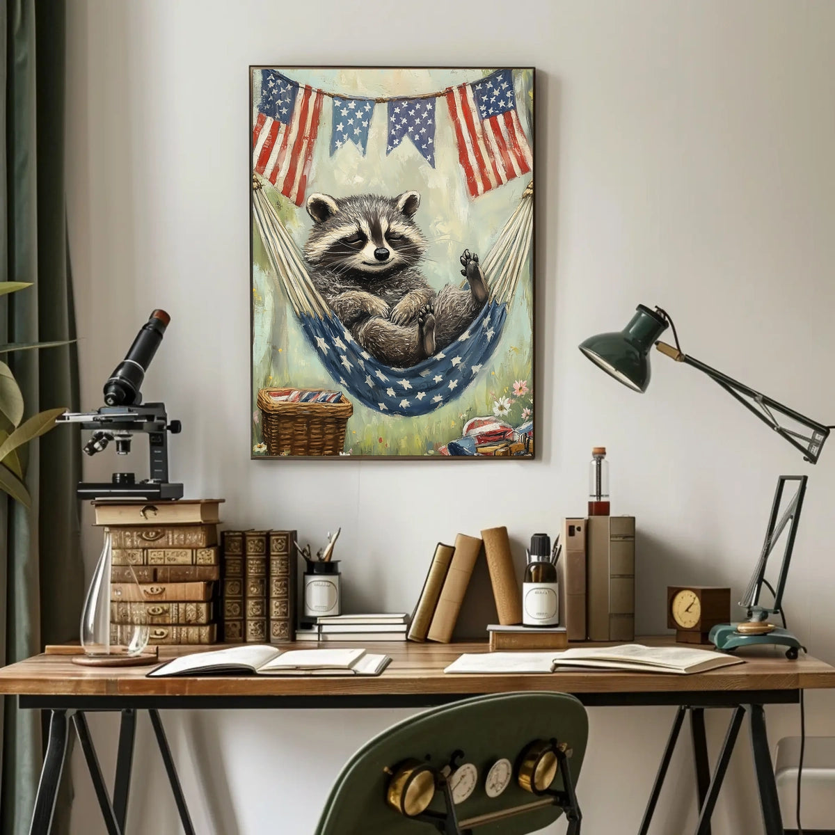 raccoon lounging in a hammock Poster