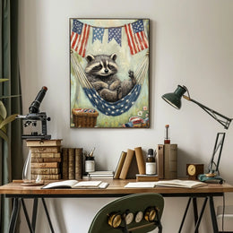 raccoon lounging in a hammock Poster