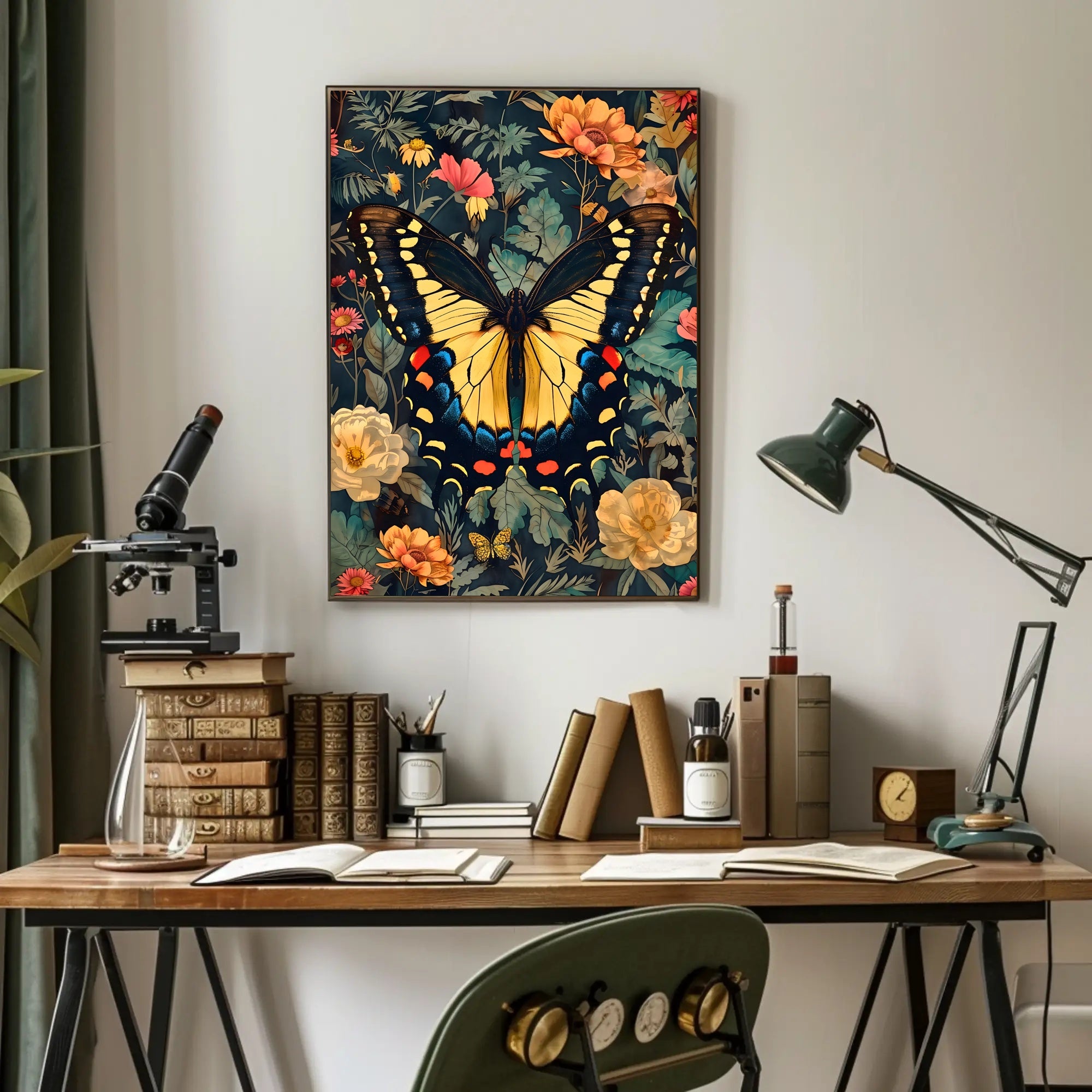 Butterfly Symphony: Vibrant Botanical Modern Art Animal Poster