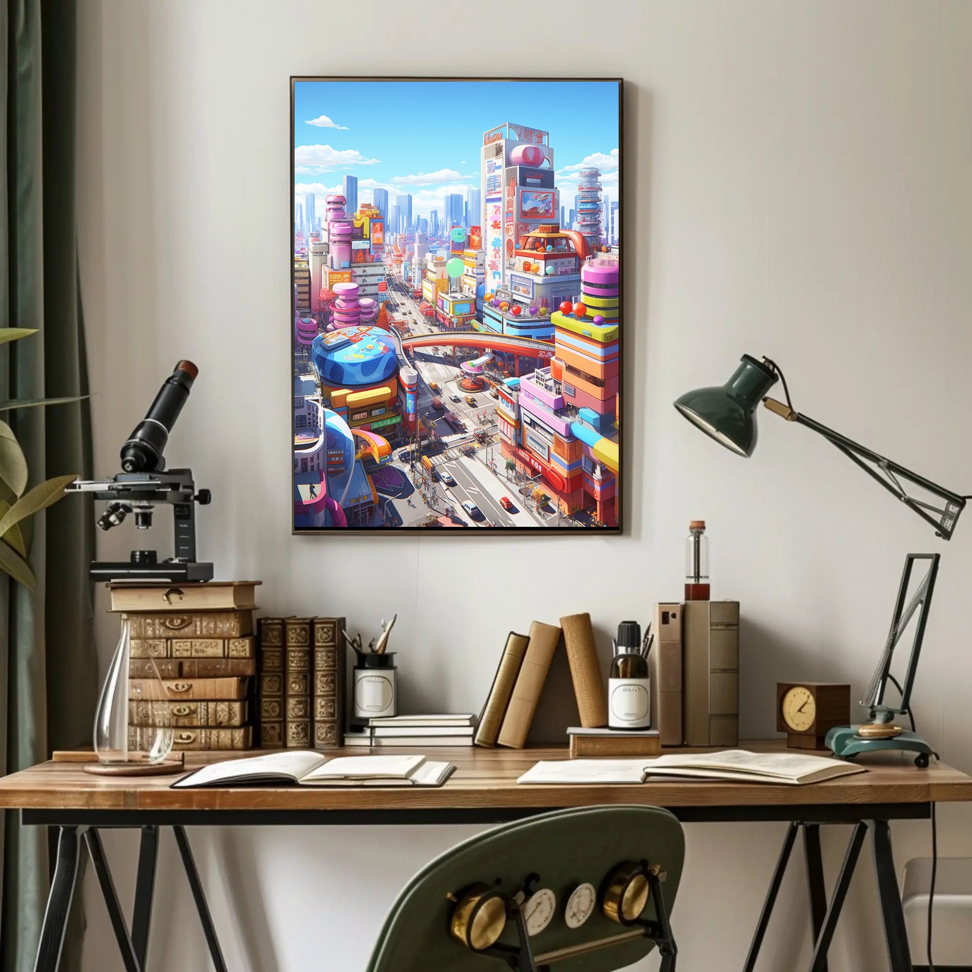 Futuristic Cityscape with Flying Cars Sci-Fi Poster