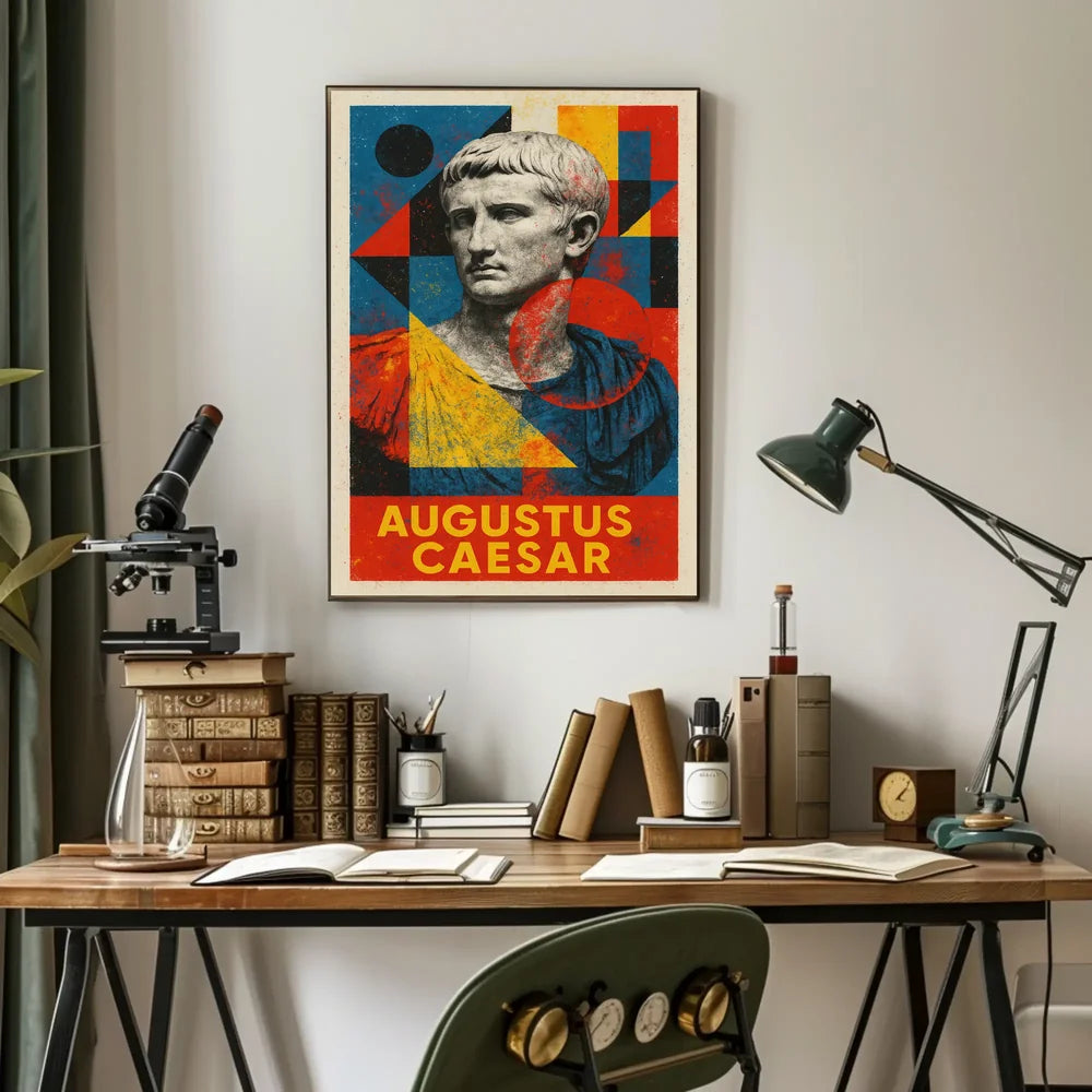 Augustus Caesar Bust Geometric Abstract Artistic Wall Poster