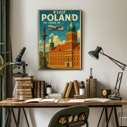 Visit Poland Historic Castle Flight Travel Poster