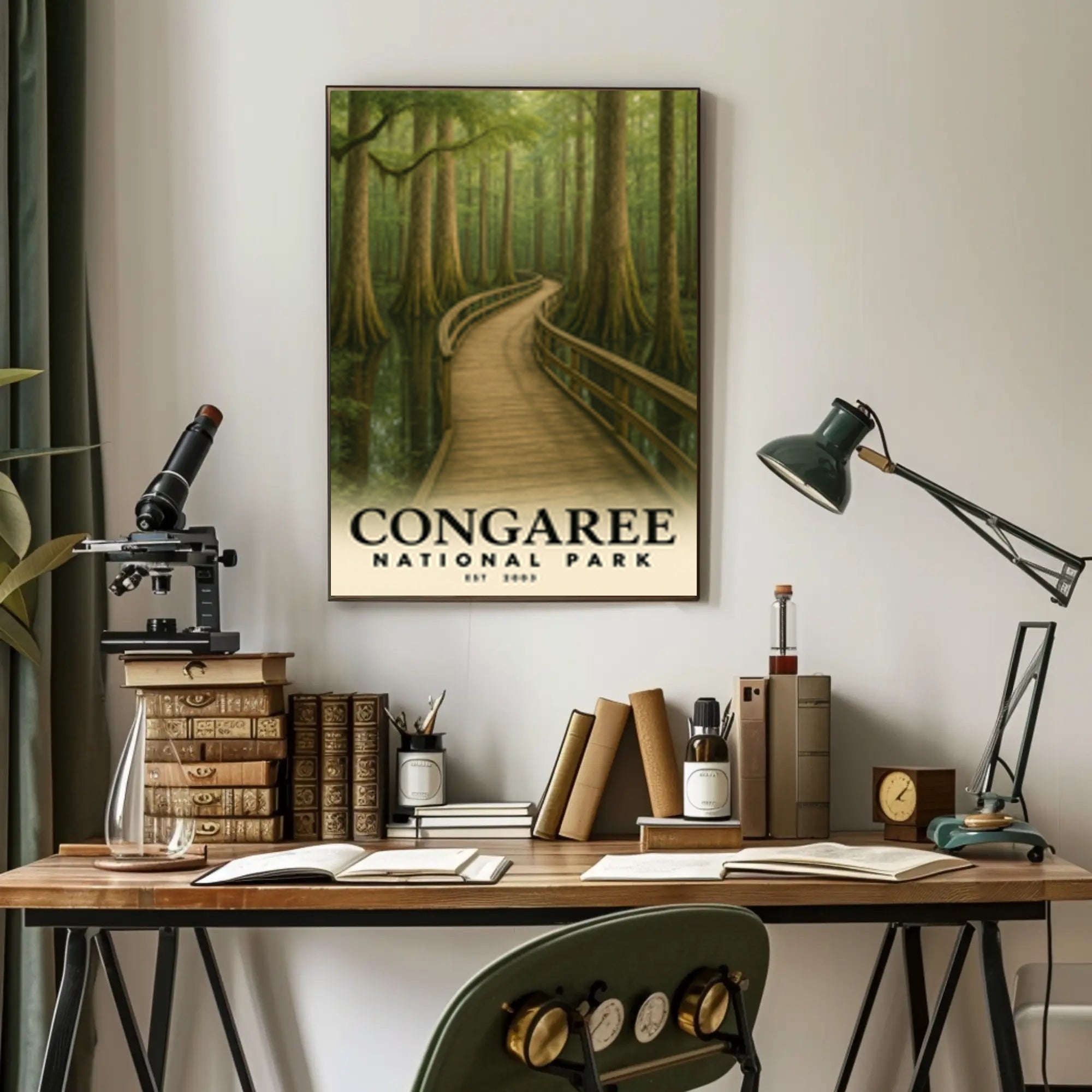Congaree Boardwalk Poster Vintage Travel Wall Art