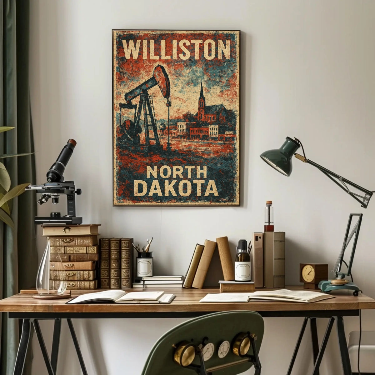Williston North Dakota Travel Wanderlust Minimalist Poster