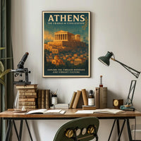 Athens Parthenon Vintage Travel Poster