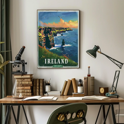 Ireland Cliffs Of Moher Coastal Atlantic Scene Travel Poster
