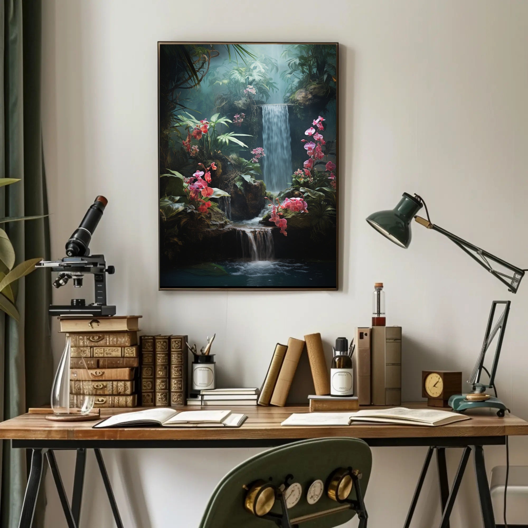 Tropical Waterfall Paradise: An Artistic Nature Poster