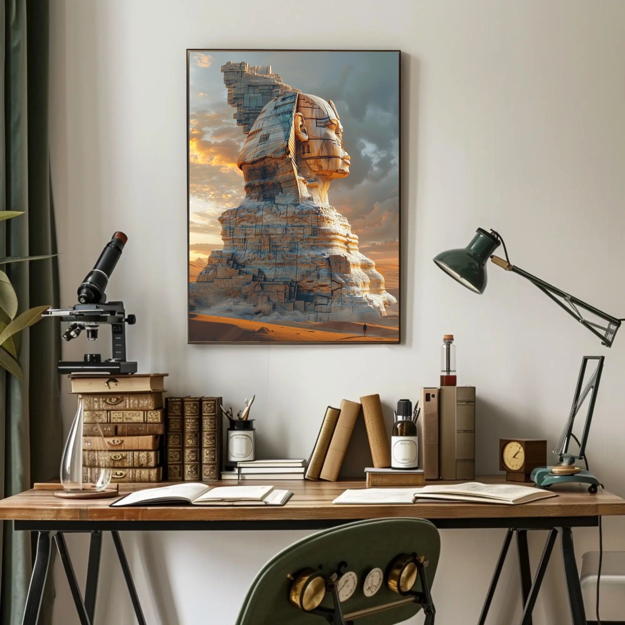 Futuristic Monument in Desert: Futuristic Sci-Fi Poster PosterGoat