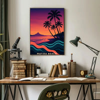 Matira Beach Retro Sunset Travel Poster PosterGoat