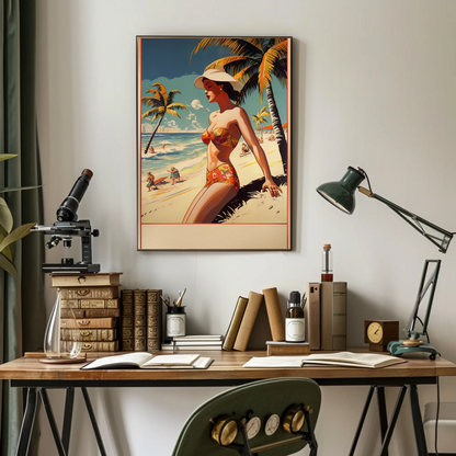 Retro Beach Beauty In Summer Scene Travel Poster
