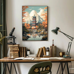 Tranquil Pagoda In Autumn Poster
