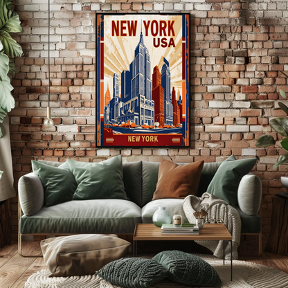 New York USA Empire State Building Vintage Travel Poster