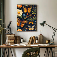 Colorful Nature Art: Butterfly and Flower Animal Poster
