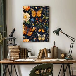 Colorful Nature Art: Butterfly and Flower Animal Poster