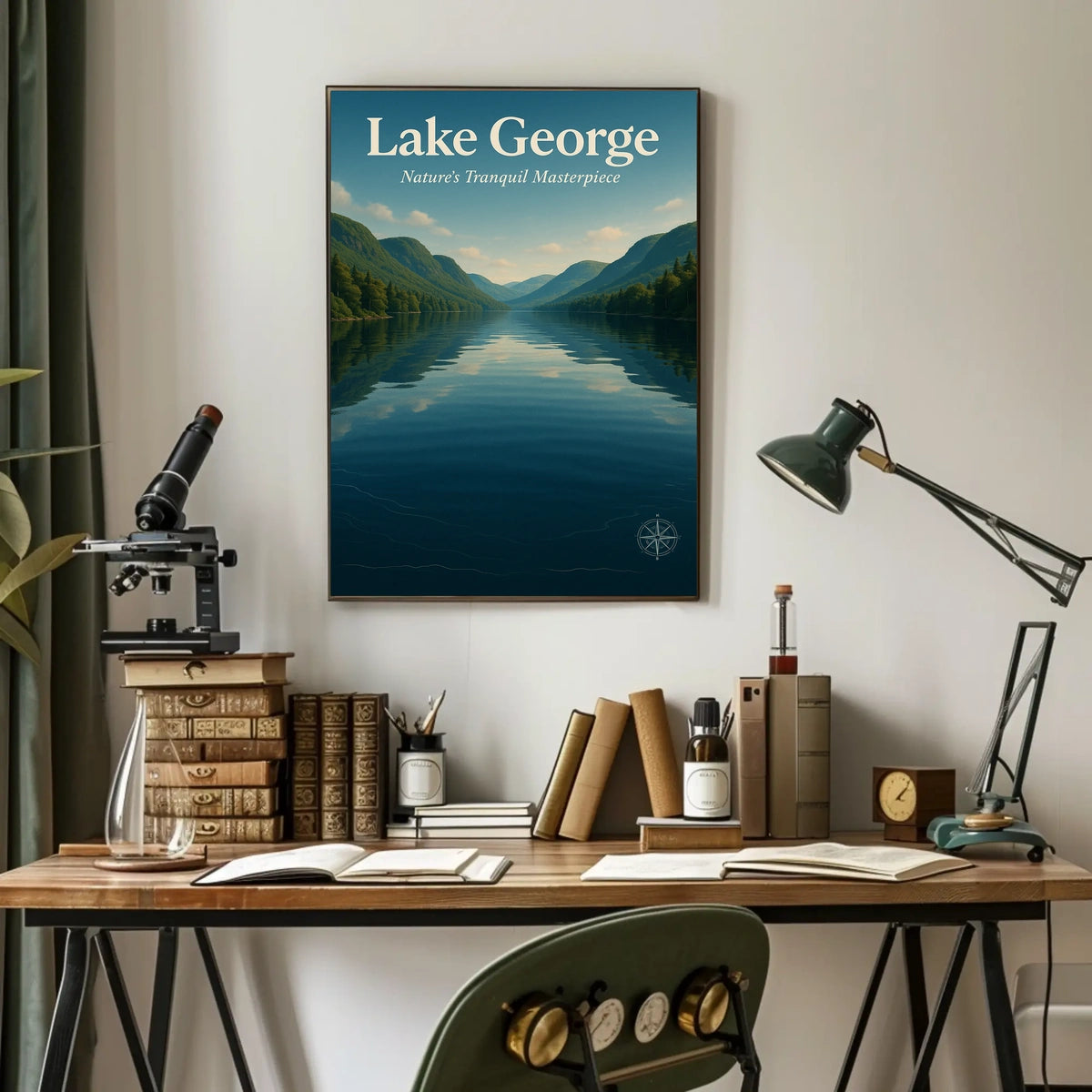 Lake George New York Scenic Poster Vintage Wall Art