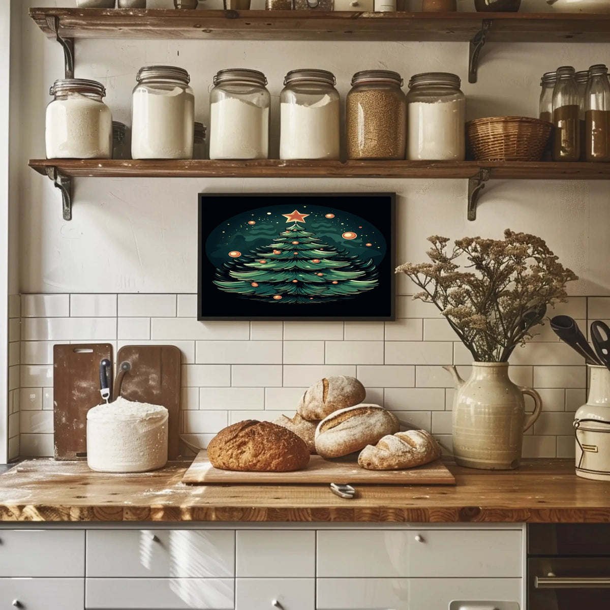 Festive Christmas Tree Illustration Poster