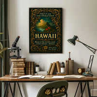 Hawaii Vintage Poster: Scenic Mountains and Ocean View