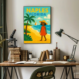 Naples Florida Beach Scene Poster Wall Art 18x24 Coastal