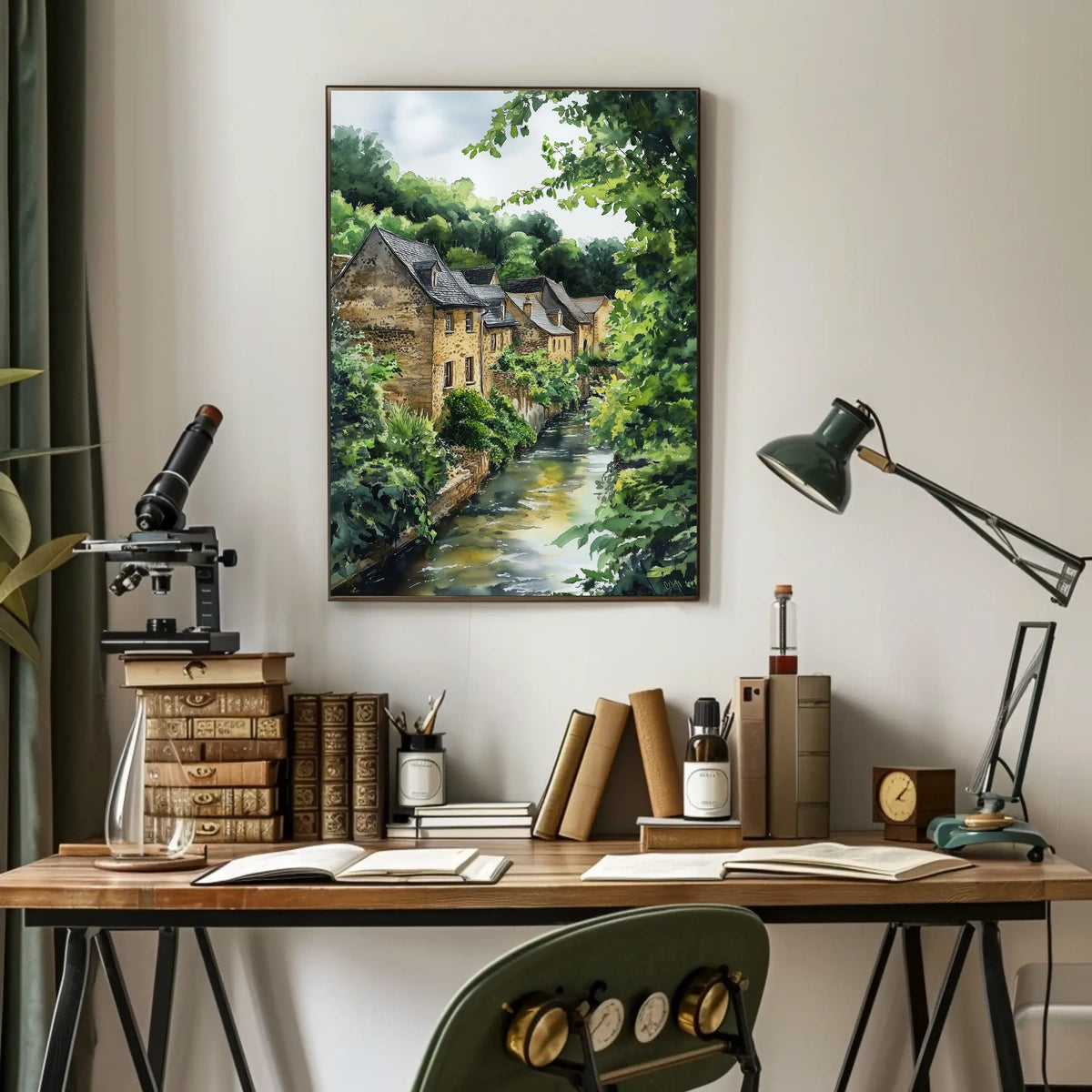 Luxembourg Grund District Riverside Scene Classic Poster