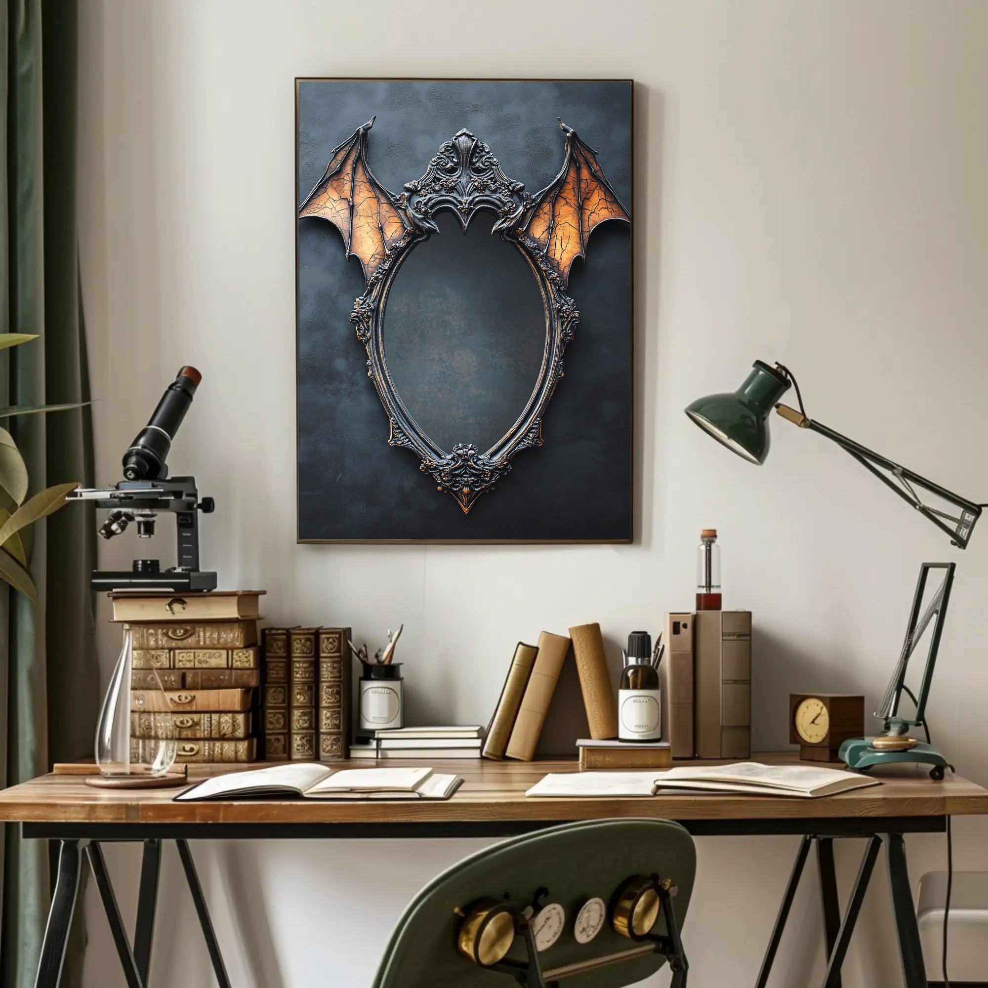 Gothic Mirror With Bat Wings Poster