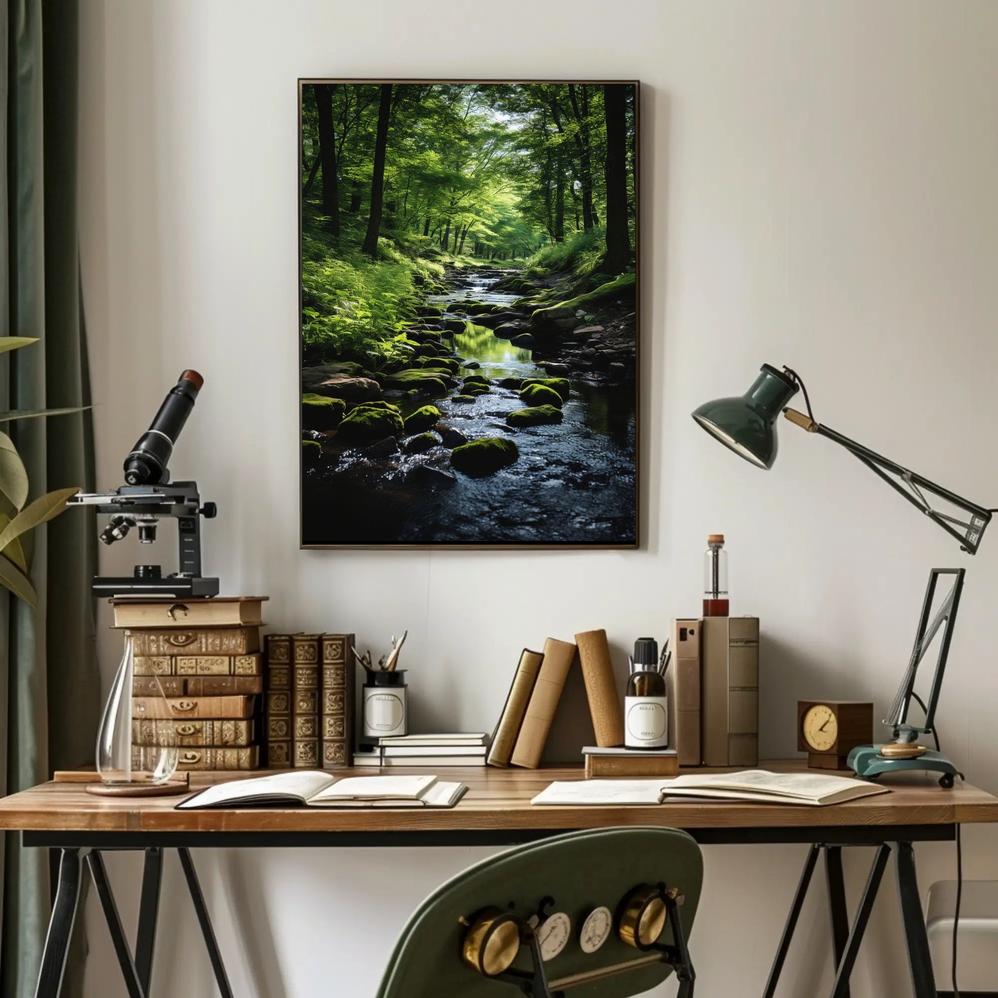 Tranquil Forest Stream Artistic Nature Poster