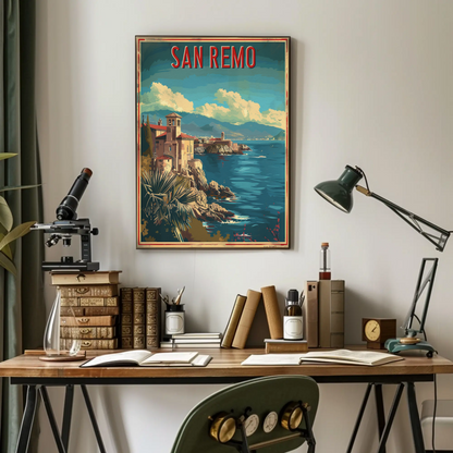 San Remo Italian Riviera Coastline Travel Poster