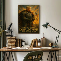 Donald Trump Resolute Defender Knight Armor Digital Painting Patriotic Leadership Poster
